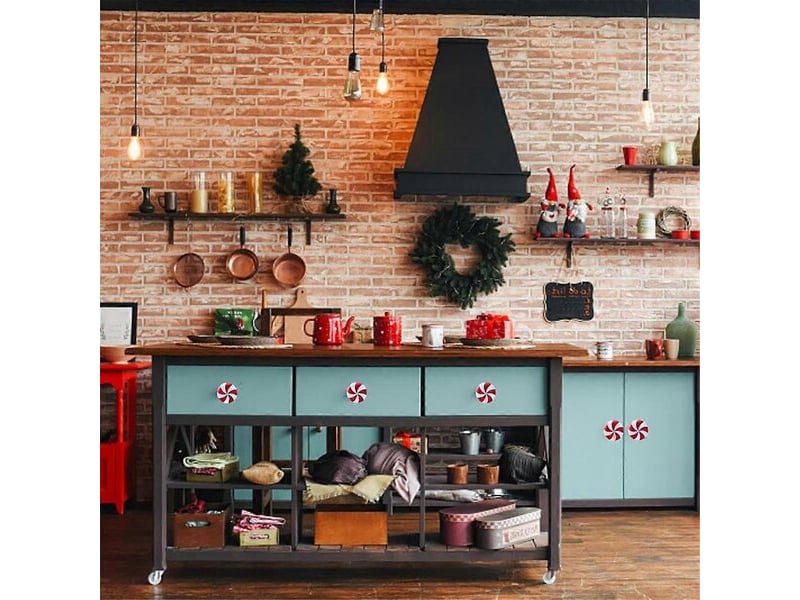 Lot de 10 caches de poignées en forme de bonbon rouge et blanc, décoration de noël pour les portes - Conforama C