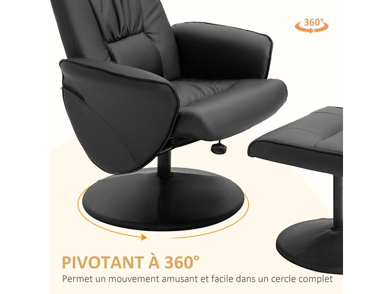  Fauteuil relax avec repose-pied fauteuil de relaxation relaxant pivotant 360° et inclinable dossier pour tv  - Conforama E