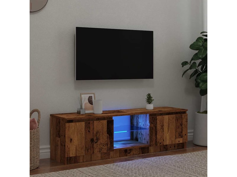  Meuble tv - banc tv - meuble de rangement avec lumières led vieux bois bois d'ingénierie  - Conforama B