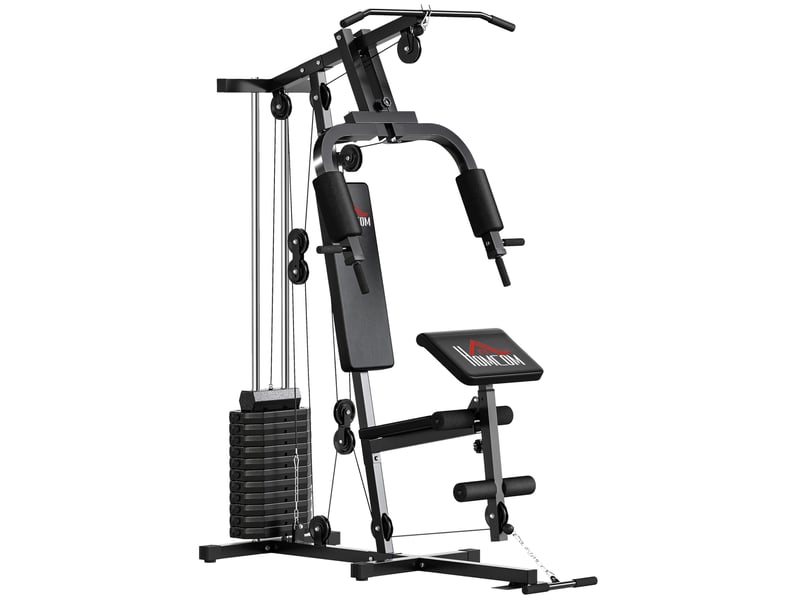  Station de musculation multifonction avec stack de 65 kg, double poulie, noir  - Conforama B