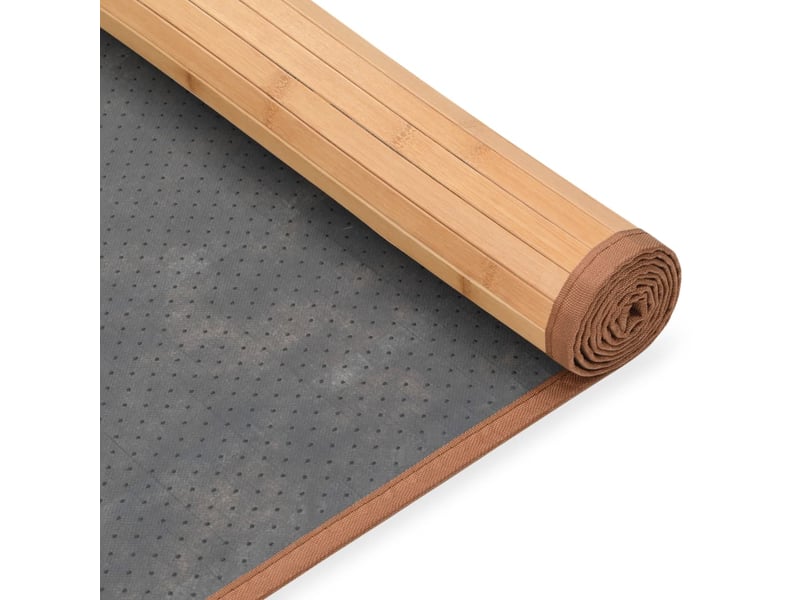 Tapis en bambou, tapis de salon,bain, tapis de couloir effet lavé 80x300 cm marron orwe31428 meuble pro  - Conforama D