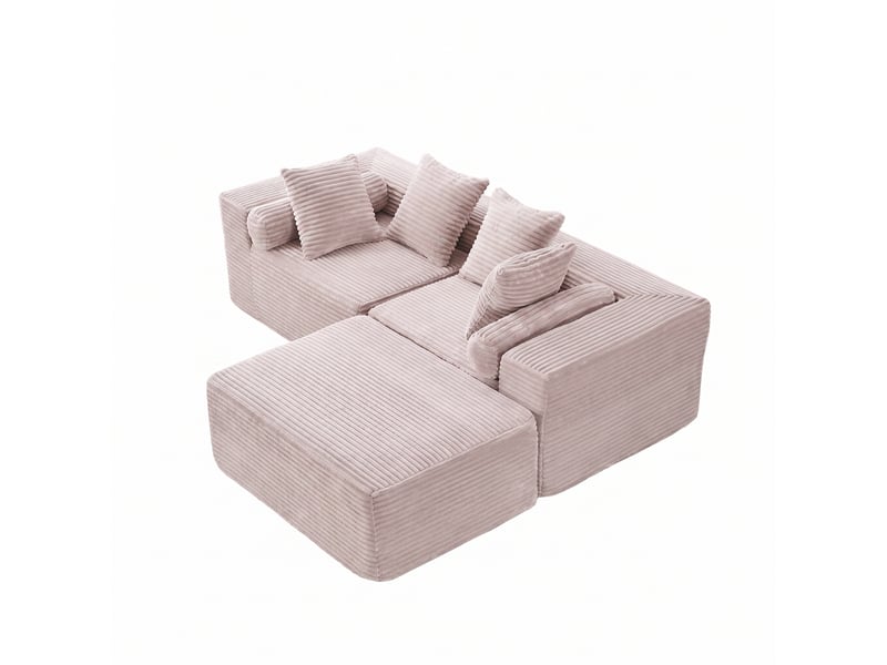  Canapé d'angle, canapé modulable – beige, en tissu chenille, style cloud  - Conforama B
