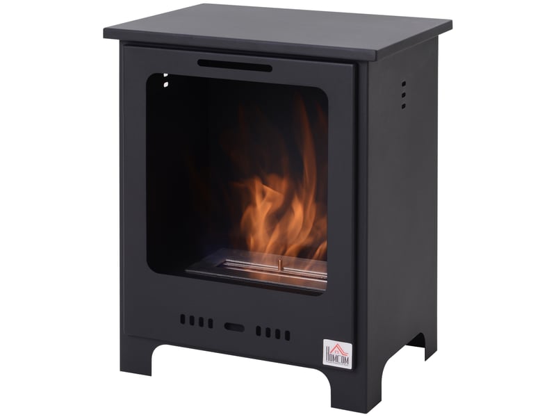 Cheminée bioéthanol sur pieds noire, style néo-rétro, brûleur 0,9 l, 40 x 30 x 50 cm - Conforama B