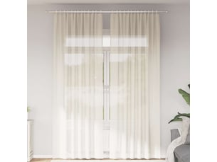 Lot de 2 rideaux en voile, voilages à œillets couleur crème cf44257