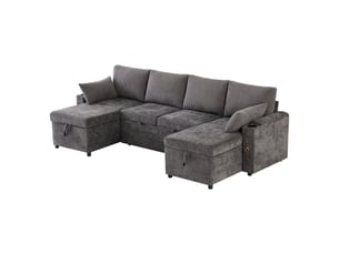 Canapé d'angle droit convertible  Bliss Lite 4 places Tissu gris avec coffre de rangement