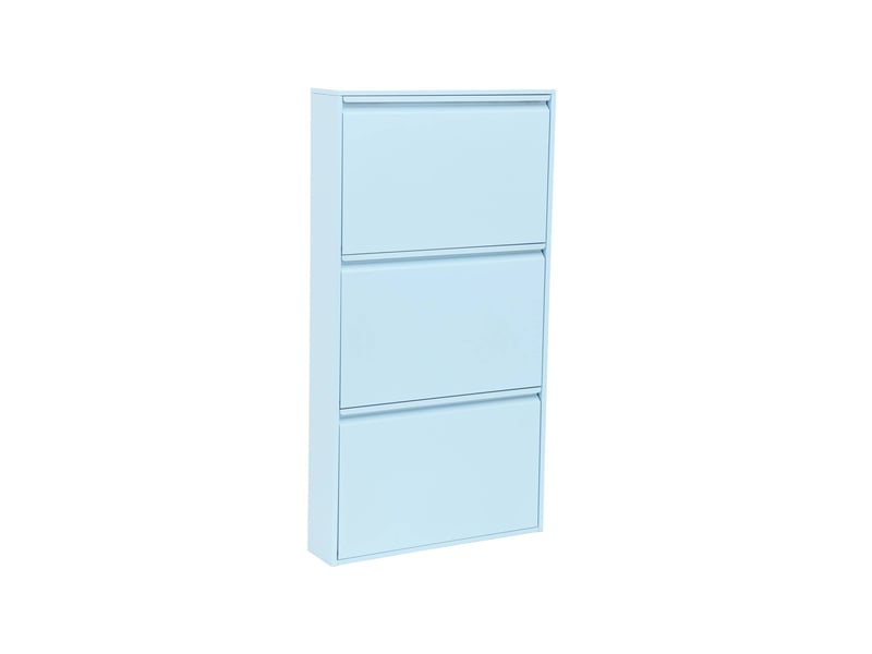  Meuble à chaussures industriel métal 3 abattants 9 paires bleu clair - kentucky  - Conforama A