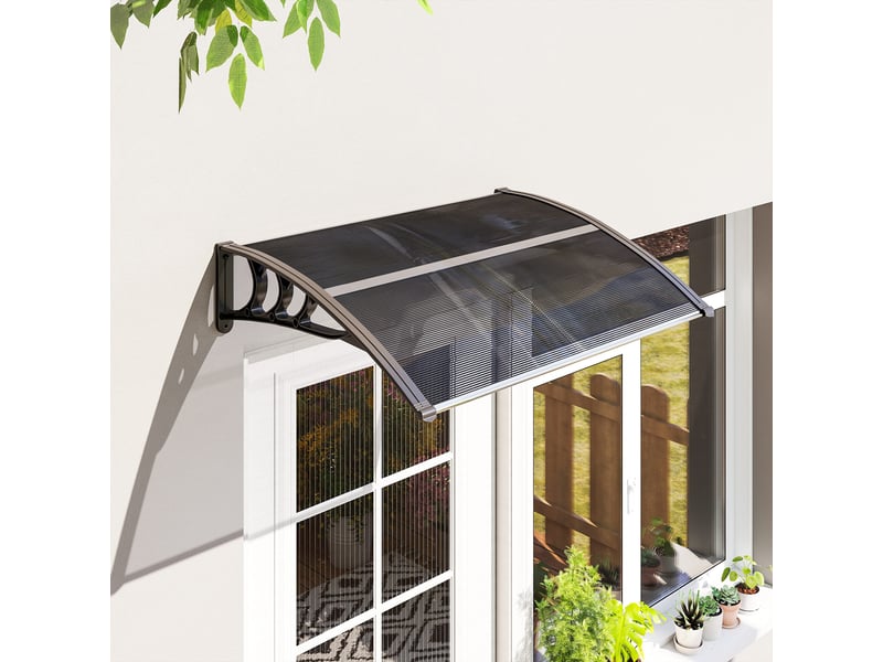  Auvent extérieur en polycarbonate anti-uv 100 x 80 cm pour portes et fenêtres  - Conforama C