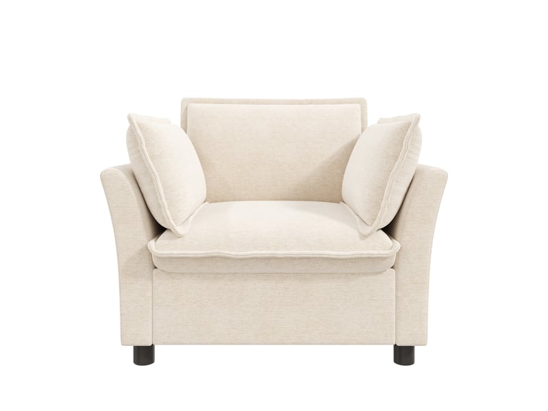  Canapé 1 place en tissu chenille beige avec led intégrée et coussins amovibles pour salon  - Conforama A