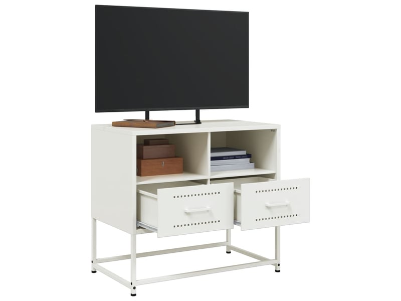  Meuble tv - banc tv - meuble de rangement blanc 68x39x60,5 cm acier  - Conforama D
