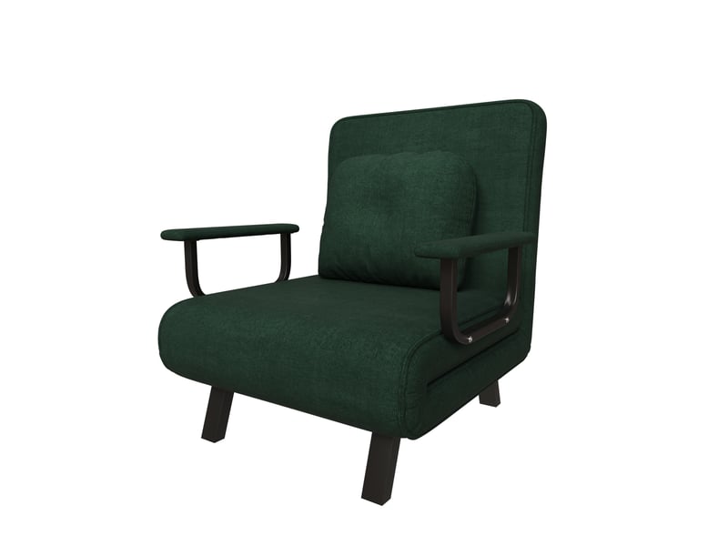  Fauteuil relax inclinable à 5 positions avec dossier 180° et supports dépliables en chenille vert foncé  - Conforama A