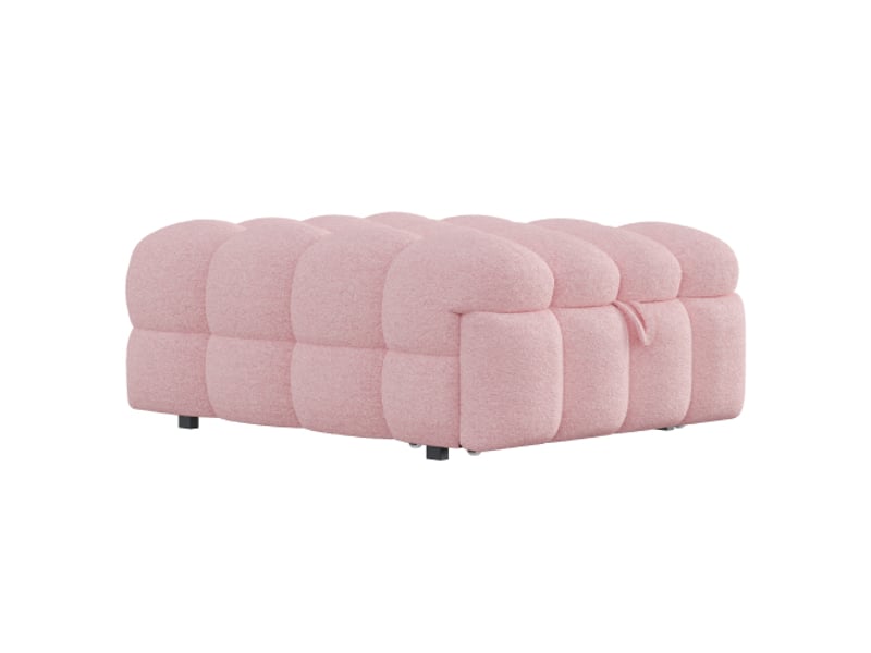  Lit capitonné rose 1 place - canapé-lit escamotable - pouf 2-en-1 bouclé rose  - Conforama A