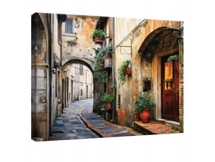 Tableau décoration murale impression sur toile ville ruelle beige - 60x40 cm - tableau décoration murale chambre et salon