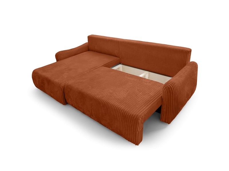  Apoline - canapé d'angle réversible convertible 4 places avec coffre en velours côtelé épais  - Conforama D
