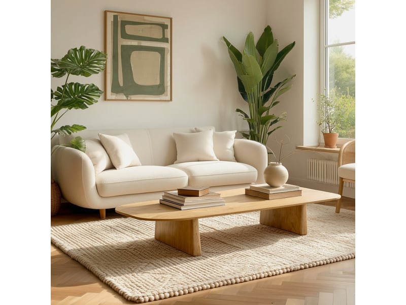  Amy - table basse organique l147xh28cm en bois de mindi  - Conforama B