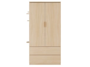 Armoire tcqpz 70 x 50 x 170 cm 2 portes 2 tiroirs rangement panneau perforé blanc et bois