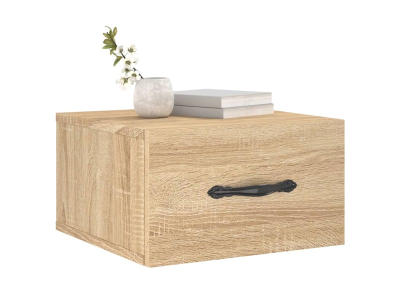  Lot de 2 tables de chevet - cabinet de chevet - table de nuit murales chêne sonoma 35x35x20 cm  - Conforama B