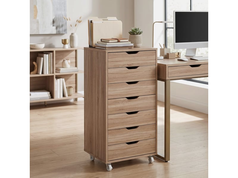  Caisson de bureau à roulette meuble rangement bureau avec 7 tiroirs organisateur pour documents, format a4 ou lettres  - Conforama C
