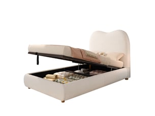 Lit coffre 90x200 cm OKWISH coloris beige