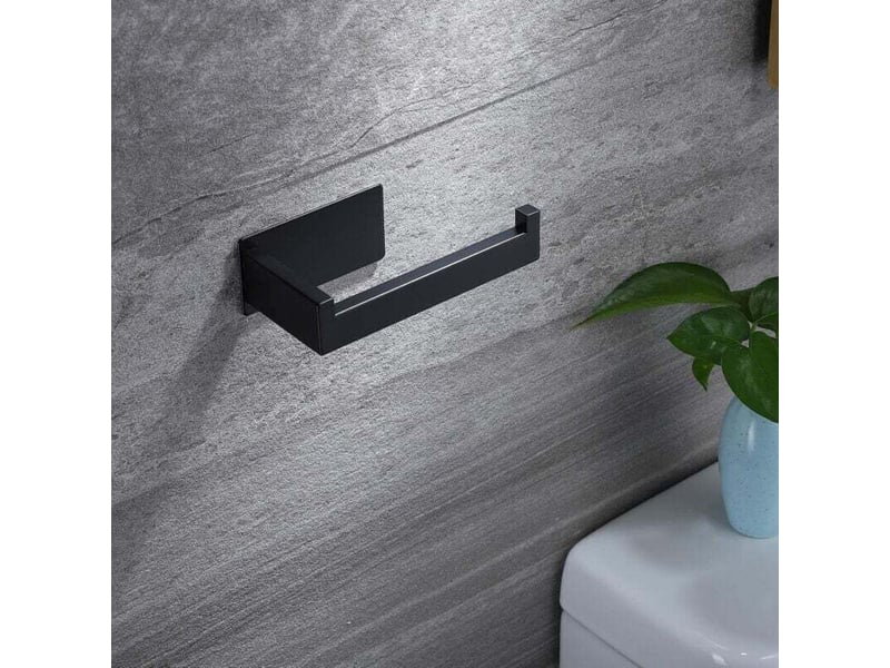  Enowelir distributeur de papier toilette en acier inoxydable support mural adhésif sans percage noir pour salle de bain et cuisine  - Conforama C