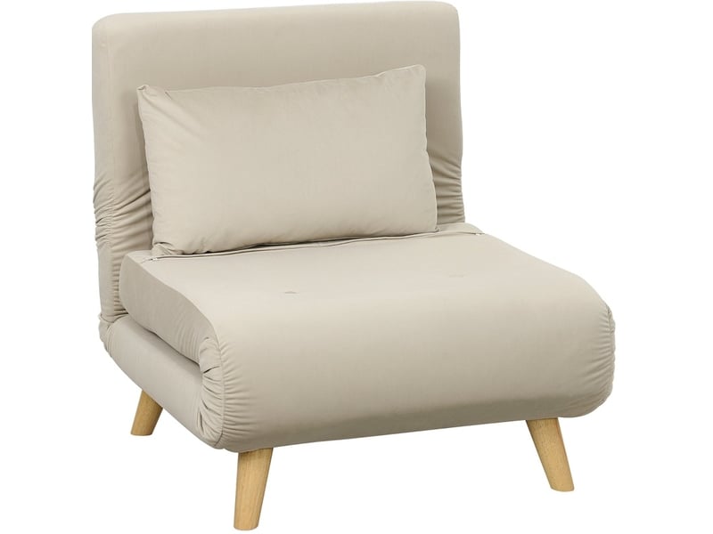  Fauteuil convertible en lit d’appoint 72x78x79 cm, dossier réglable 6 positions, beige sans matelas  - Conforama A
