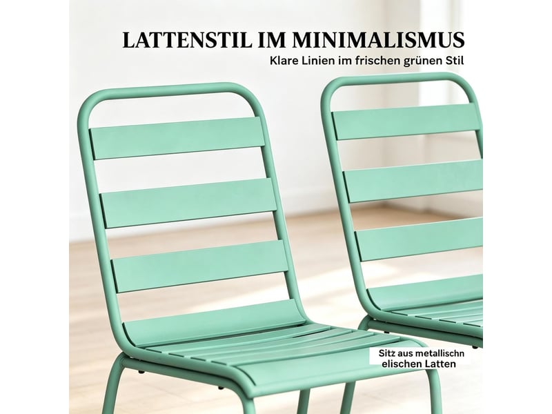  Lot de chaises 2 chaises empilables structure en métal couleur verte résistantes aux intempéries  - Conforama D