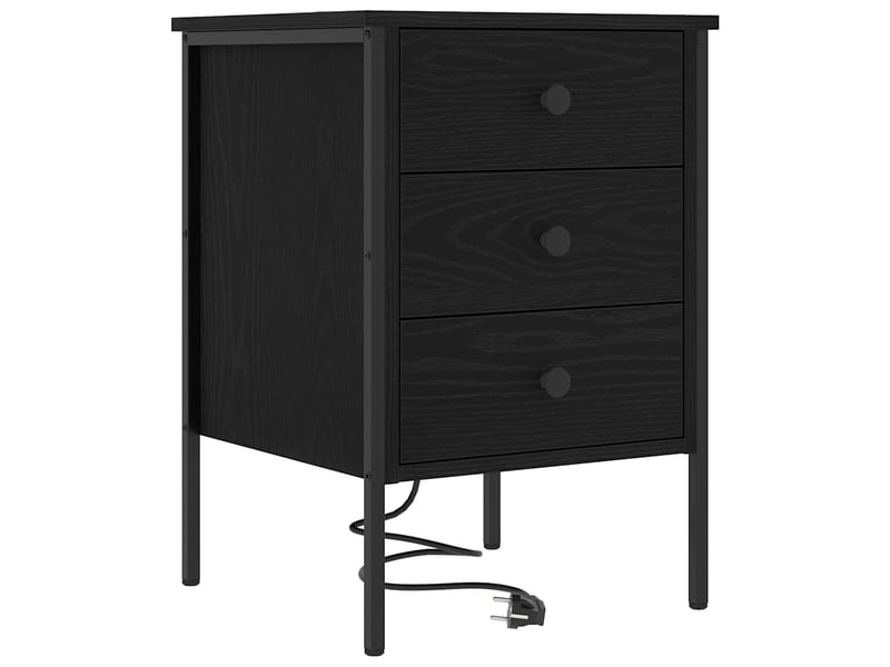  Table de chevet avec tiroir 2 pièces chêne noir 42 x 41 x 61 cm  - Conforama E