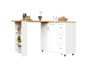 Desserte bar extensible avec rangement 135-228 cm evryae