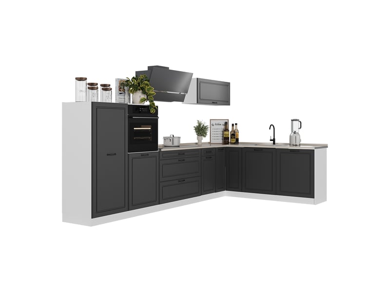  Vicco cuisine en angle, anthracite campagneblanc, 347 x cm sans plan de travail  - Conforama E