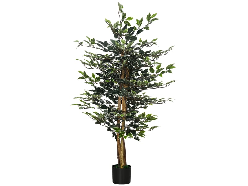  Ficus artificiel 130 cm, plante artificielle avec 702 feuilles, décoration en pot ø15 x 130 cm, vert  - Conforama B