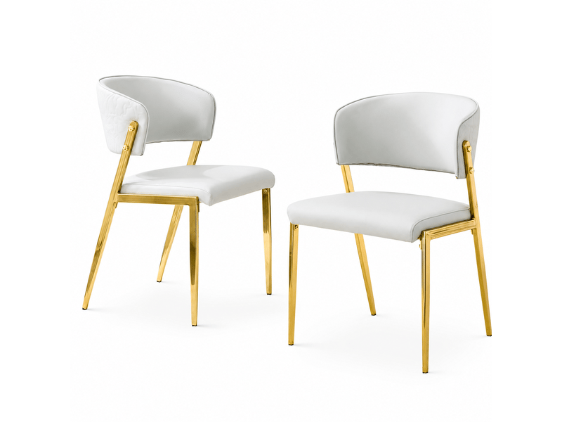  Lot de 2 chaises de salle à manger modernes assise et dossier rembourrés dossier incurvé ergonomique pieds en métal patins antidérapants gris  - Conforama A