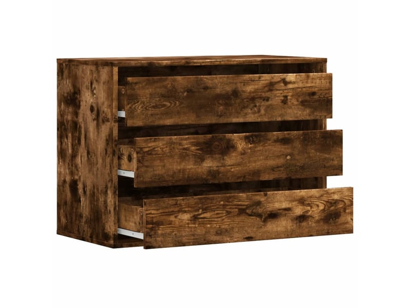  Commode chambre adulte, commode d'angle chêne fumé 80x41x58 cm bois d'ingénierie  - Conforama E