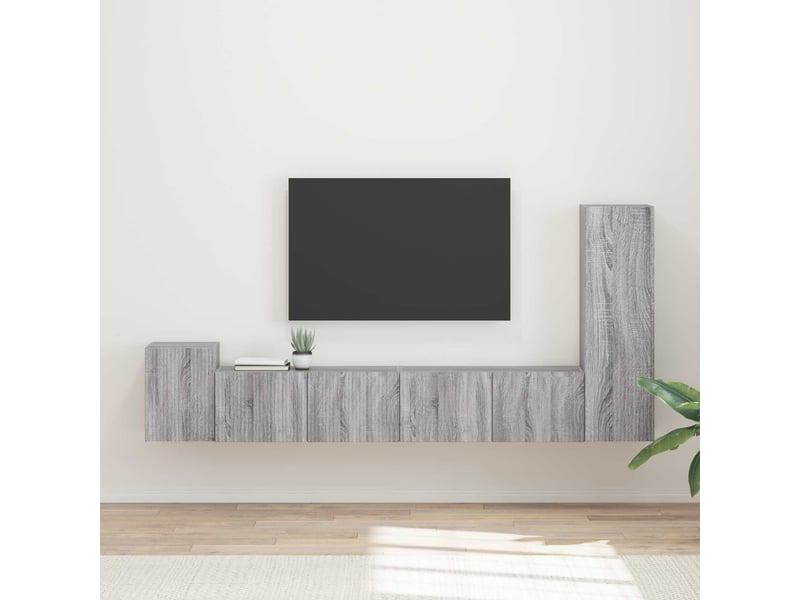  Ensemble meuble tv - banc tv - meuble de rangement 3 pcs gris sonoma bois d'ingénierie  - Conforama B