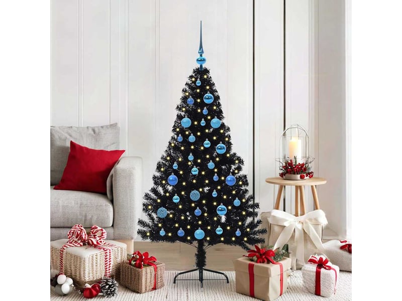Sapin de noël - arbre de noël artificiel pré-éclairé noir 150 cm pvc - Conforama B