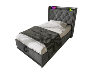 Lit coffre 90x200 cm BEAOK coloris gris