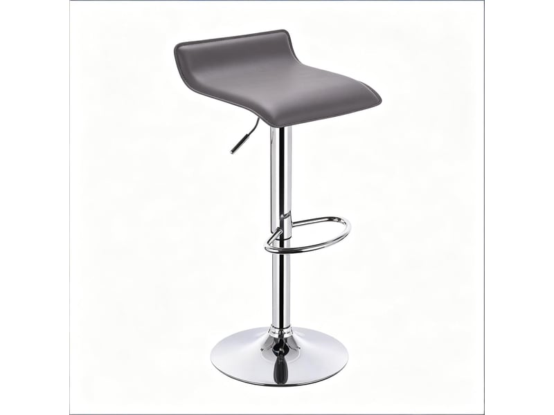 Tabouret de bar pivotant 38,5 x 39 x 62-84 cm - hauteur réglable - assise ergonomique en similicuir - pied métal chromé avec repose-pieds - gris - Conforama A