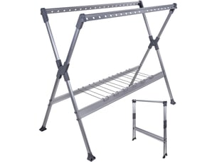 Séchoir à linge télescopique sur pied extensible 126,5 x 150-250 x 76 cm charge max 40 kg en aluminium argent 13_0018997