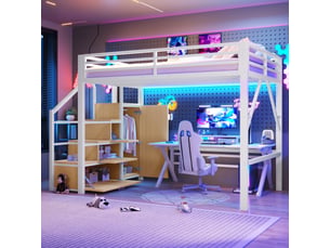 Lit mezzanine 140x200 cm <strong>STILVORA</strong>  <strong></strong> coloris blanc