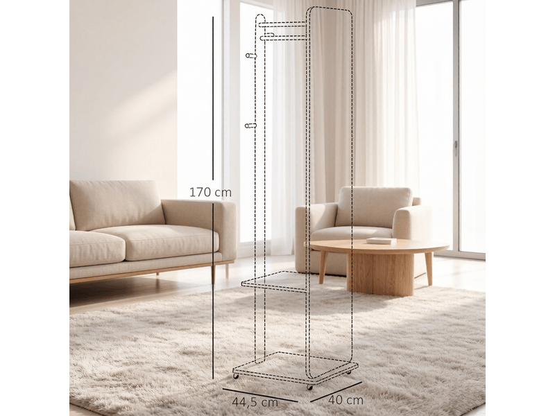 Miroir dressing sur pied avec portant à vêtements, compact et mobile  - Conforama C