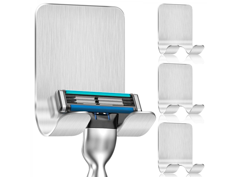  Support de douche 4 pièces,crochet autocollant en acier inoxydable - porte-serviette sans percer pour salle de bain et cuisine,argent  - Conforama A