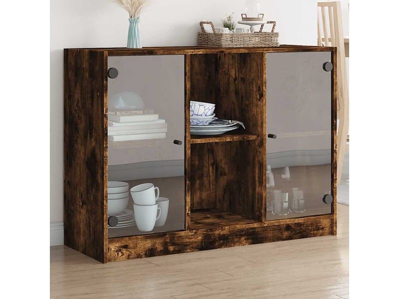  Buffet - bahut - meuble de rangement chêne fumé 102x37x75,5 cm bois d'ingénierie  - Conforama B