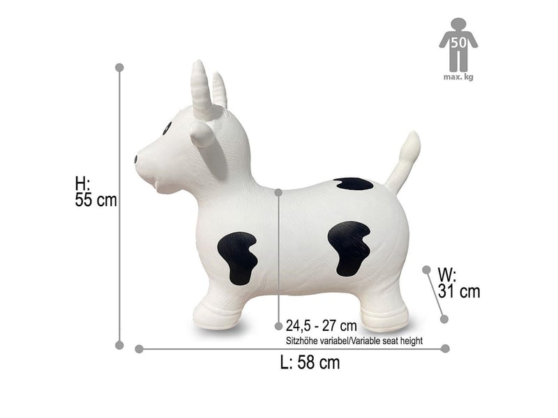 Animal rebondissante vache hoppydoo blancnoir avec pompe 460318 - Conforama B