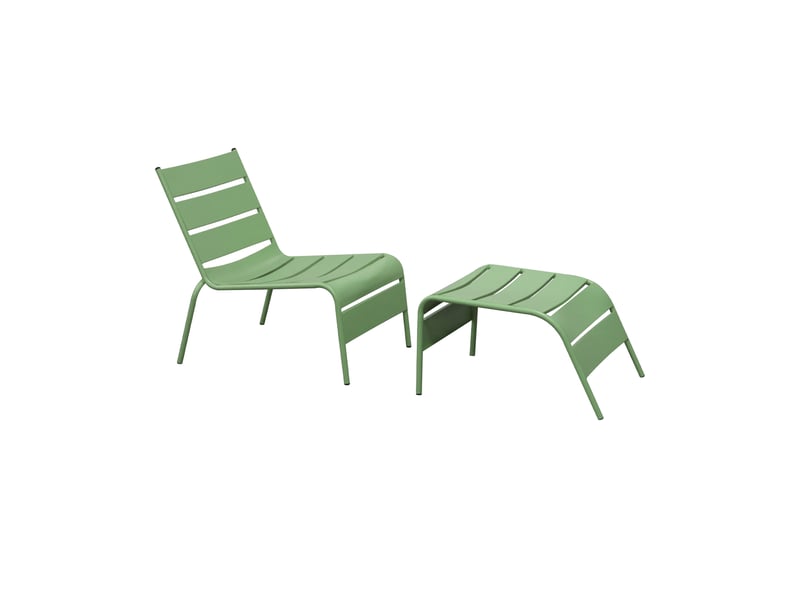  Fauteuil relax de jardin en métal avec repose pieds vert - baca  - Conforama A