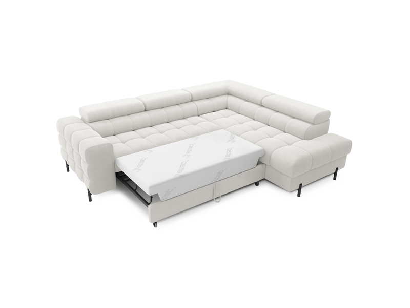  Canapé d'angle droit convertible blanc alpin 5 places ferrum méridienne confort 276x93x200cm  - Conforama B