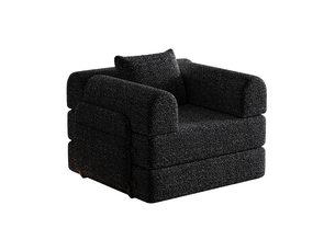 Canapé-lit modulable 2-en-1 en chenille, avec espace de rangement dans l’accoudoir, structure métallique et configuration personnalisable - noir
