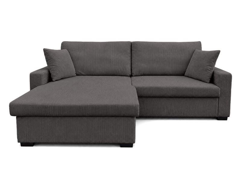  Gisele - canapé d'angle réversible 4 places convertible avec large méridienne et coffre en velours côtelé - best mobilier - gris anthracite GISELE - Conforama A