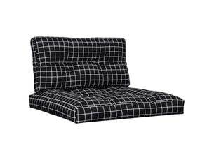 Lot de 2 coussins de palette, coussins de canapé motif à carreaux noir tissu cf59547