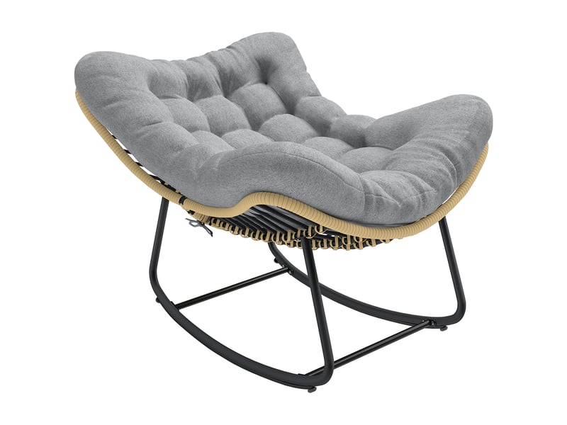 Fauteuil à bascule de jardin, chaise à bascule, rocking chair, 110x87x70cm, gris - Conforama B