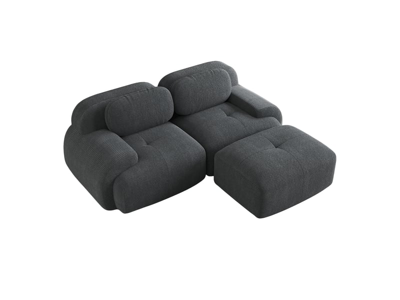  Canapé d’angle modulable 2 places en velours côtelé gris  - Conforama A