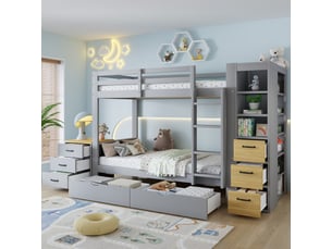 Lit superposé 2x90x200 cm <strong>HAUSS SPOLE</strong> <strong></strong> coloris bicolore