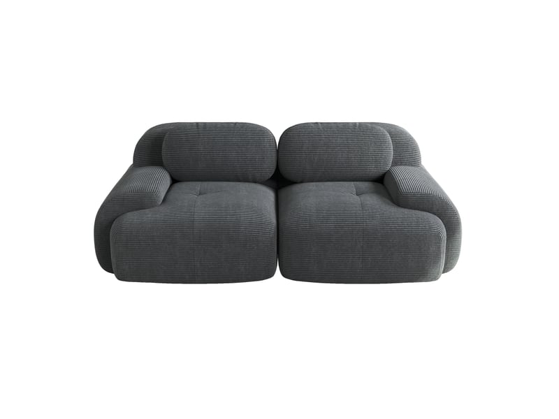  Canapé 2 places modenvie modulaire sans cadre en velours côtelé gris 208 x 103 x 70 cm  - Conforama A